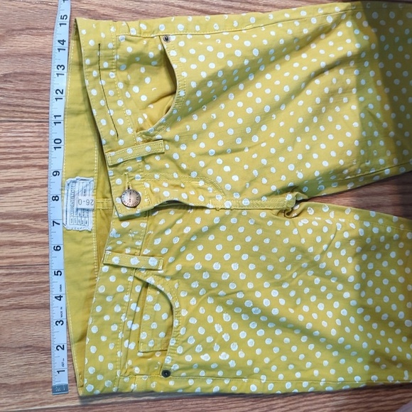 Current/Elliott lemongrass polka dot stretch Stiletto True 80s Skinny Jeans, 26* - Picture 2 of 6